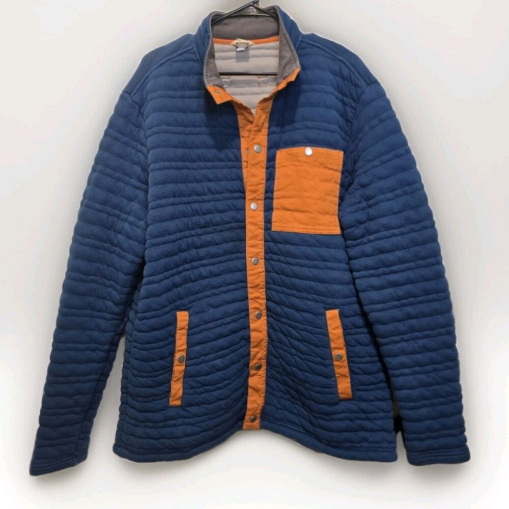 Duluth Trading Co Mock Neck Sweater Jacket Full Snap Oversized Large Quilted